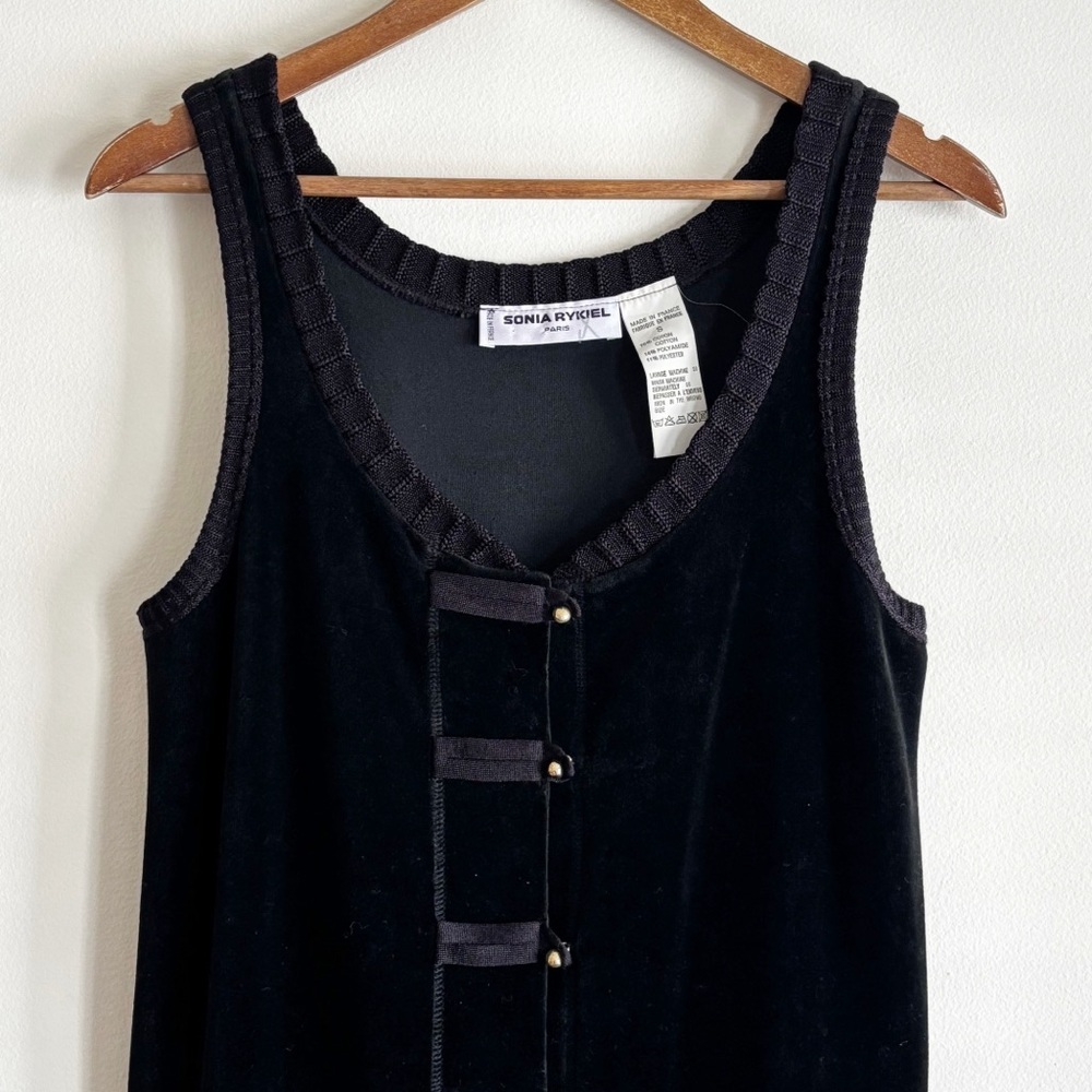 Sonia Rykiel Vintage Velvet Button Front Sleeveless Jumper Dress Small Luxury - Picture 2 of 6